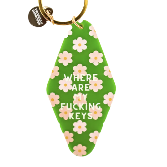Where Are My Fucking Keys - Pink Flower Key Chain