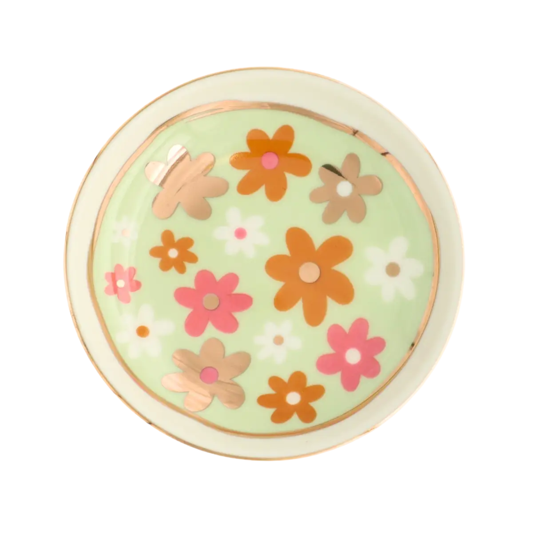 Round Trinket Tray - Flowers