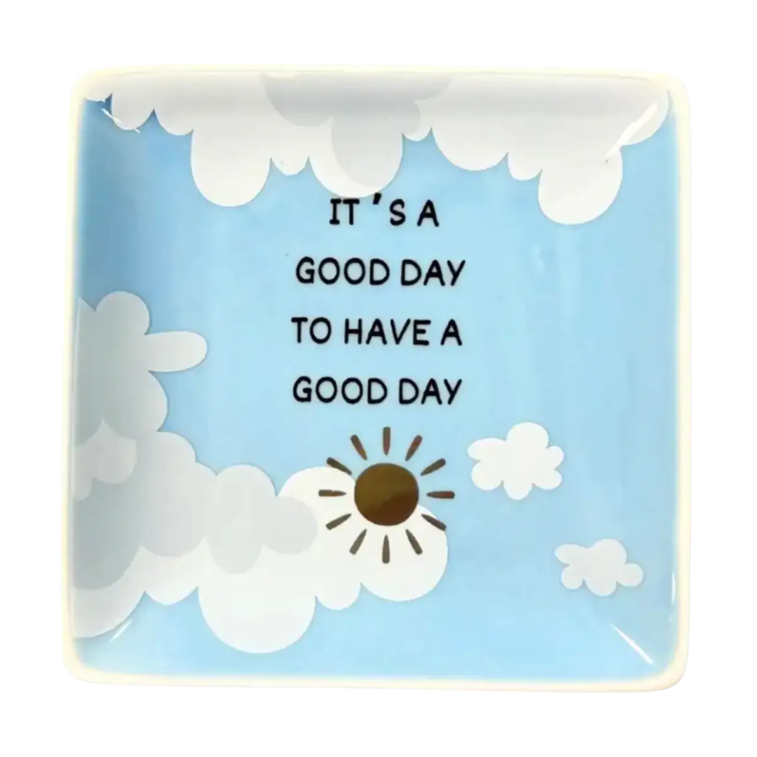 Square Trinket Tray It's A Good Day with Clouds