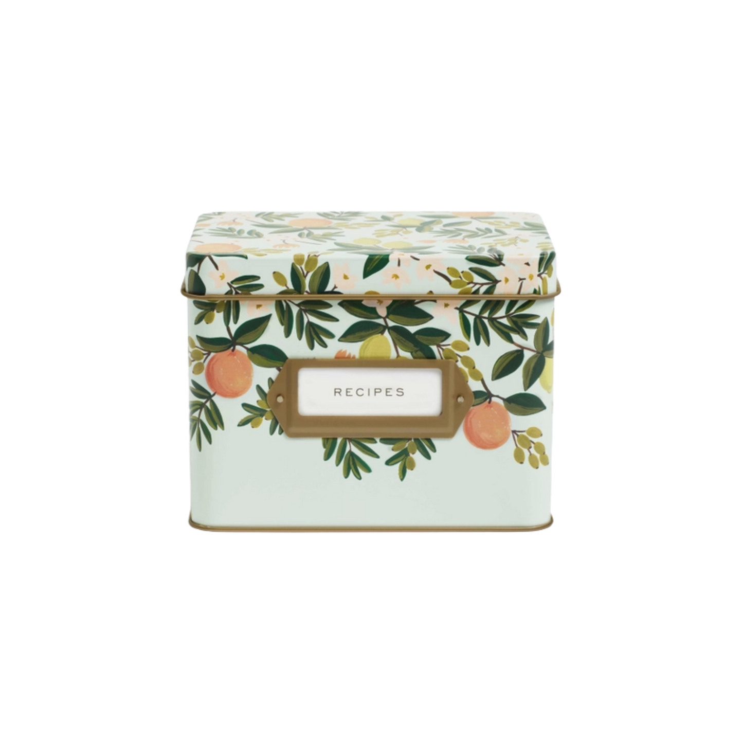 Citrus Floral Tin Recipe Box