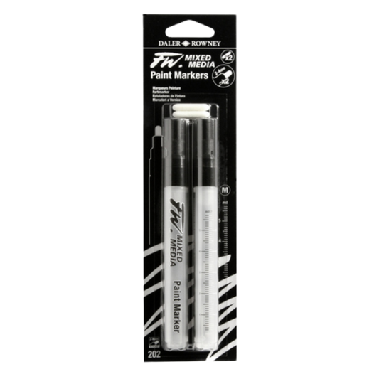 FW Empty Medium Marker W/2-4mm Round Nibs 2pk