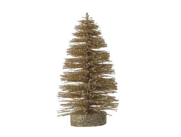 Bottle Brush Tree w/ Gold Glitter Finish