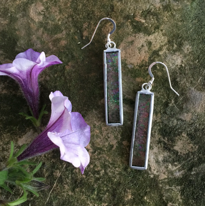 Skinny Bar Stained Glass Earrings