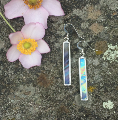 Skinny Bar Stained Glass Earrings