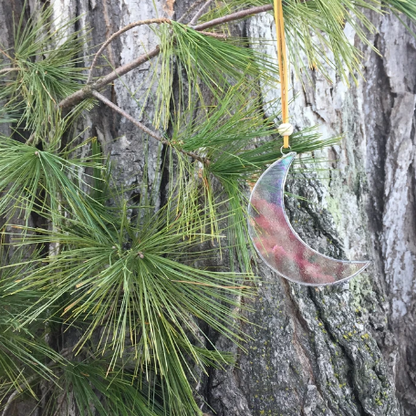 Small Stained Glass Crescent Moon Sun Catcher