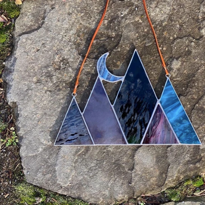 Stained Glass Mountains & Crescent Moon Sun Catcher