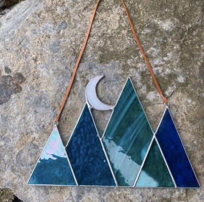 Stained Glass Sun & Mountains Sun Catcher