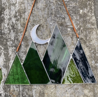 Stained Glass Mountains & Crescent Moon Sun Catcher