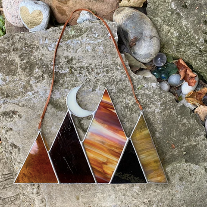 Stained Glass Mountains & Crescent Moon Sun Catcher