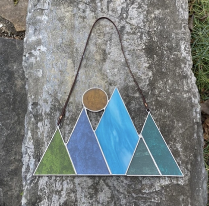 Stained Glass Sun & Mountains Sun Catcher