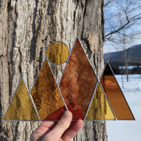 Stained Glass Sun & Mountains Sun Catcher
