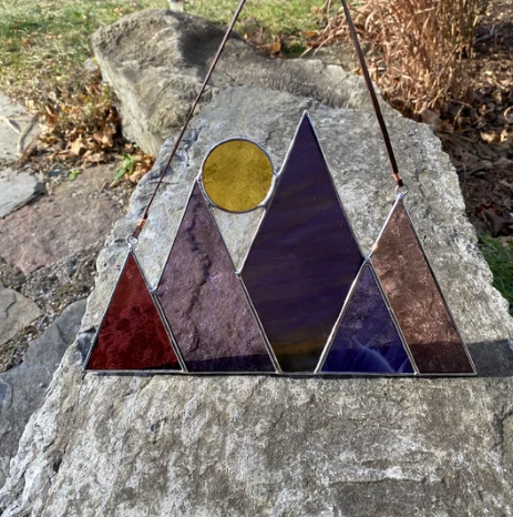 Stained Glass Sun & Mountains Sun Catcher