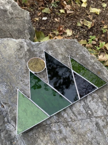 Stained Glass Sun & Mountains Sun Catcher