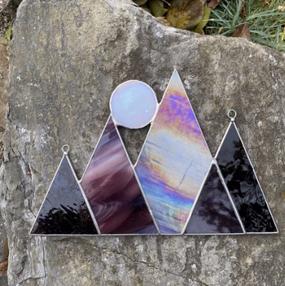 Stained Glass Mountains & Full Moon Sun Catcher