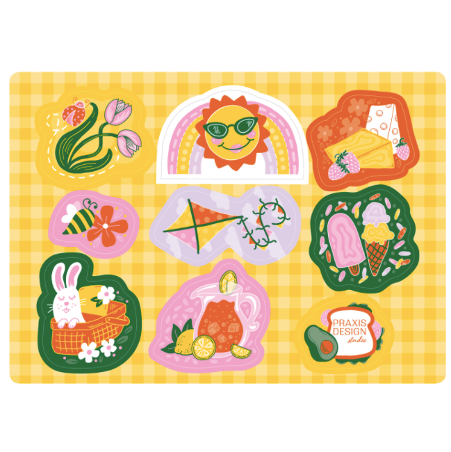 Funky Picnic Stationery + Sticker Set