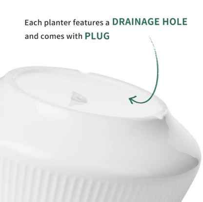 8.8 Inch Large Ceramic Plant Pot with Saucer - Black