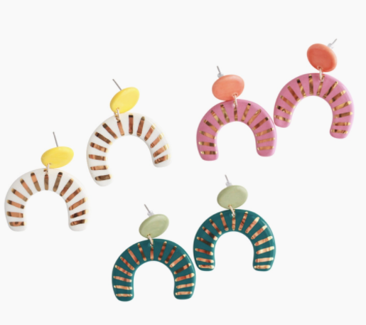 Sunburst Arch Ceramic Statement Earrings