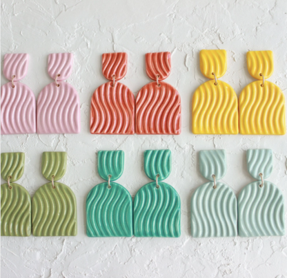 Wavy Double Arch Ceramic Statement Earrings