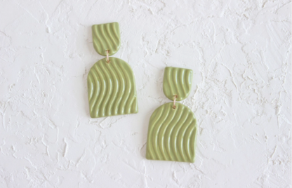 Wavy Double Arch Ceramic Statement Earrings