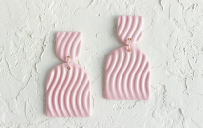 Wavy Double Arch Ceramic Statement Earrings