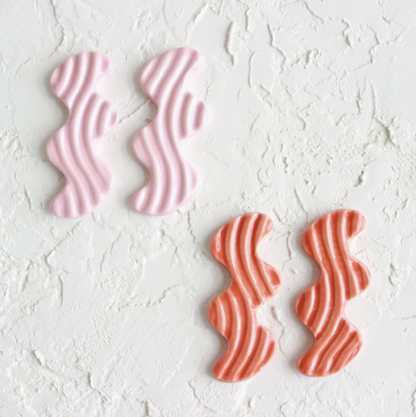 Stamped Squiggle Oversized Ceramic Stud