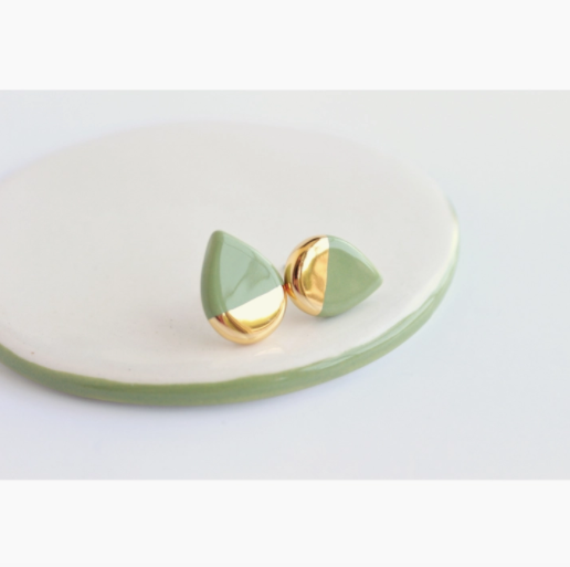 Teardrop Ceramic Stud Earrings