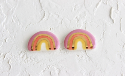 Rainbow Ceramic Stud Earrings