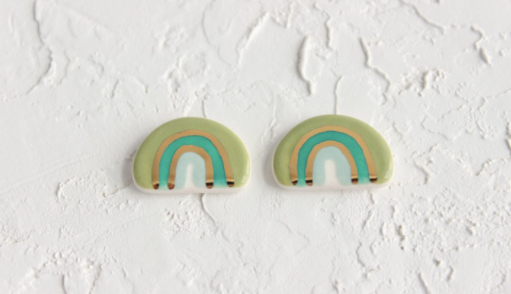 Rainbow Ceramic Stud Earrings