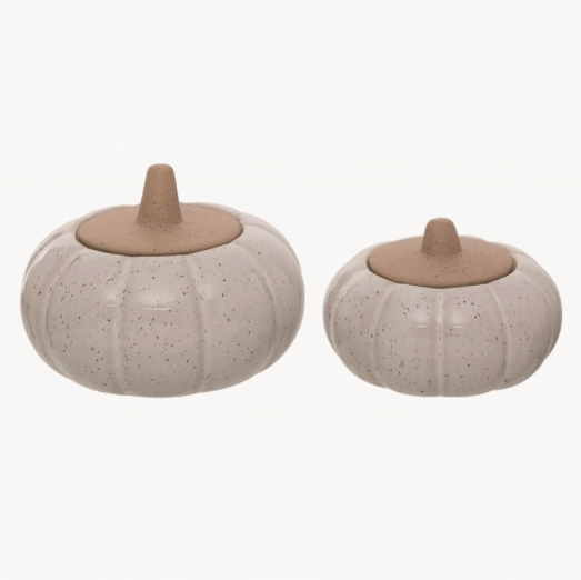 Ceramic White Pumpkin Jar with Lids