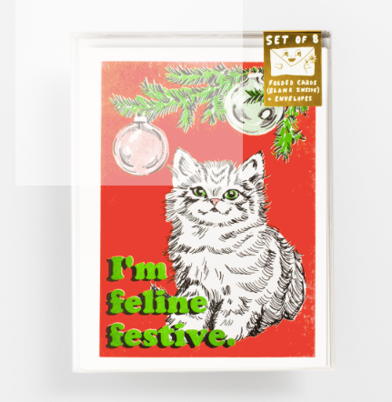 Feline Festive - Risograph Card Set