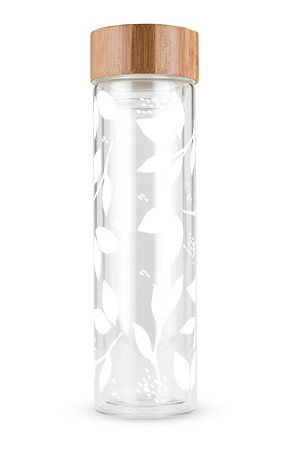 Blair White Leaf Patterned Glass Infuser Travel Mug