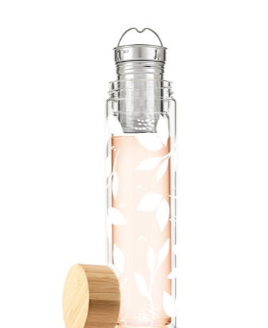 Blair White Leaf Patterned Glass Infuser Travel Mug
