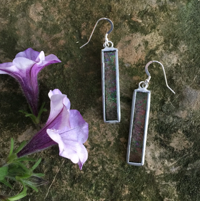 Skinny Bar Stained Glass Earrings