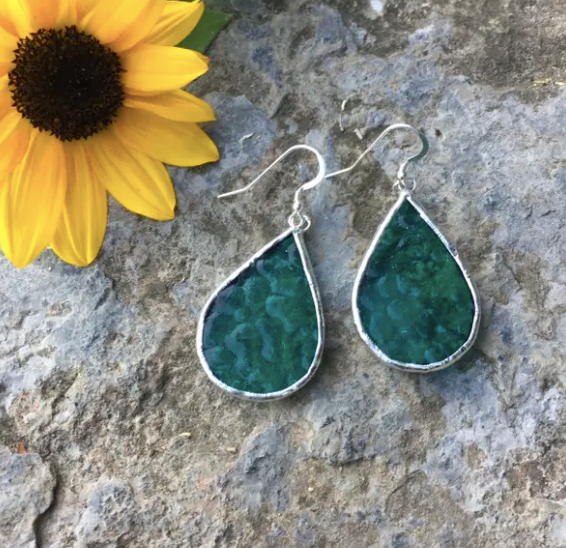 Teardrop Stained Glass Earrings