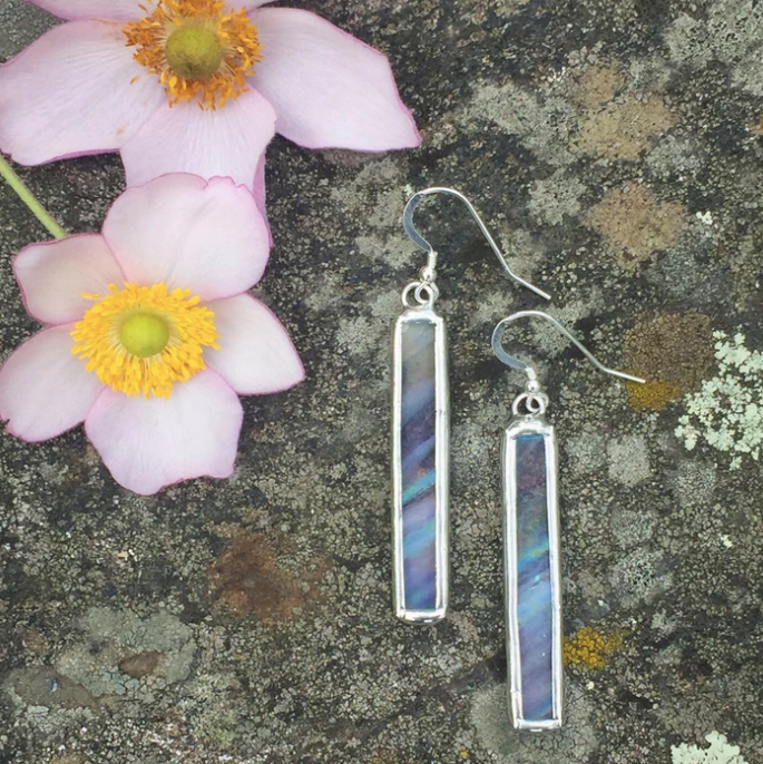 Skinny Bar Stained Glass Earrings