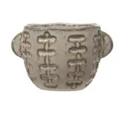 4-1/4" Embossed Stoneware Planter - White