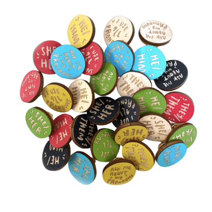 Magnetic Laser-engraved Pronoun Pins