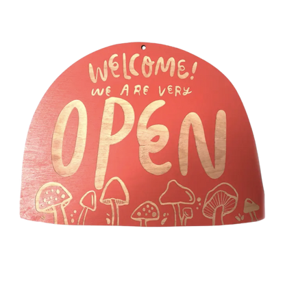 Mushroom Friends Open/Nope Retail Sign