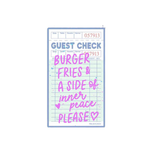 Waterproof Sticker Burger Fries and Inner Peace