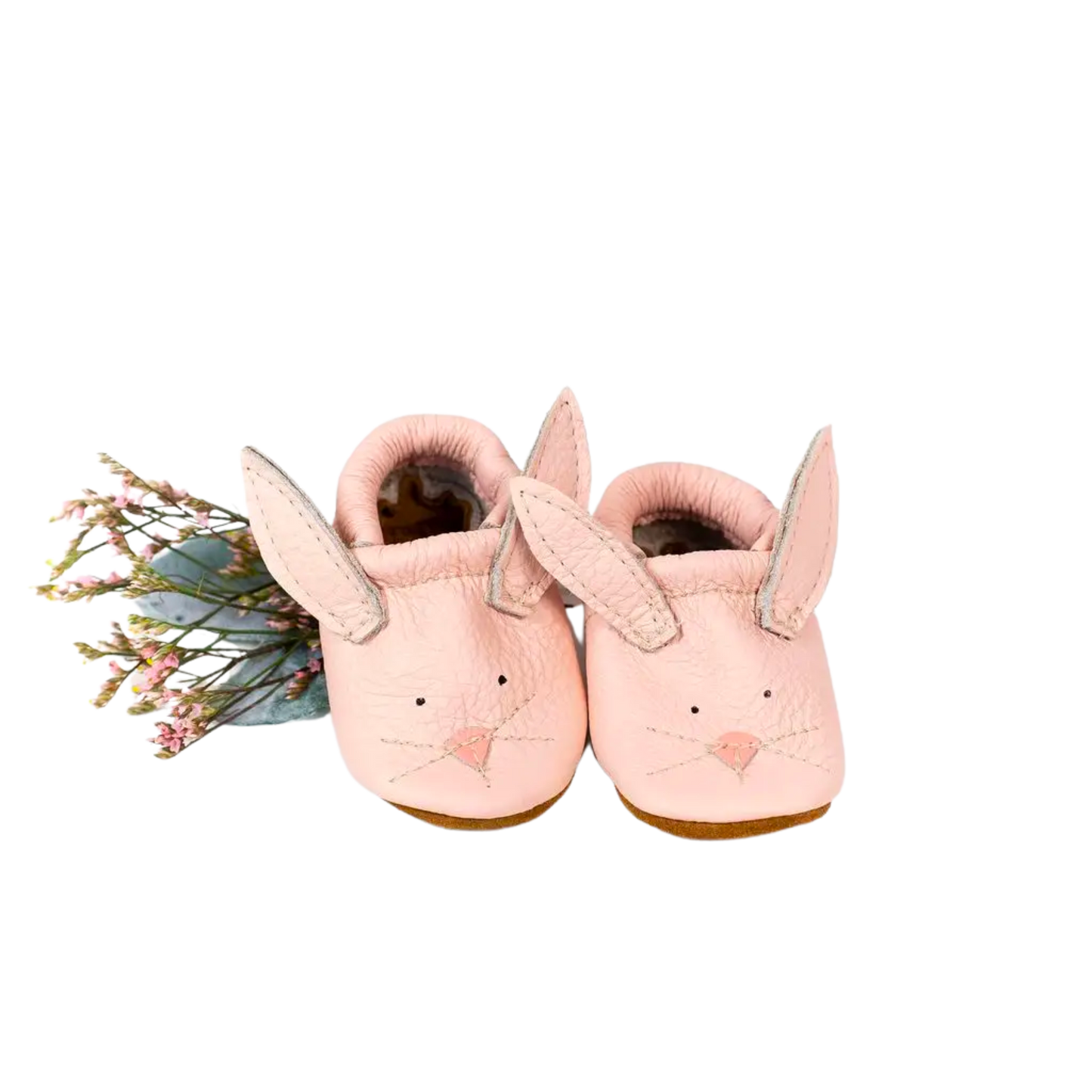 Cute Critters Pink Bunnies Leather Baby Shoes