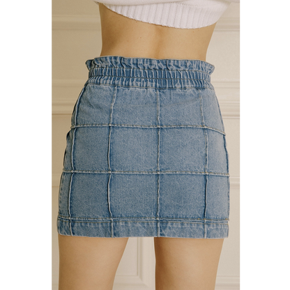Square Denim Mini Skirt