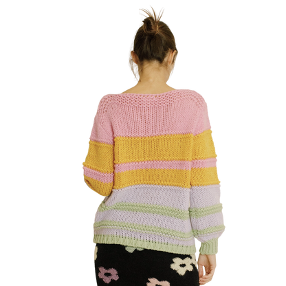 Color Block Striped Knit Sweater