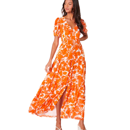 Tangelo Floral Monaco Tiered Maxi Dress