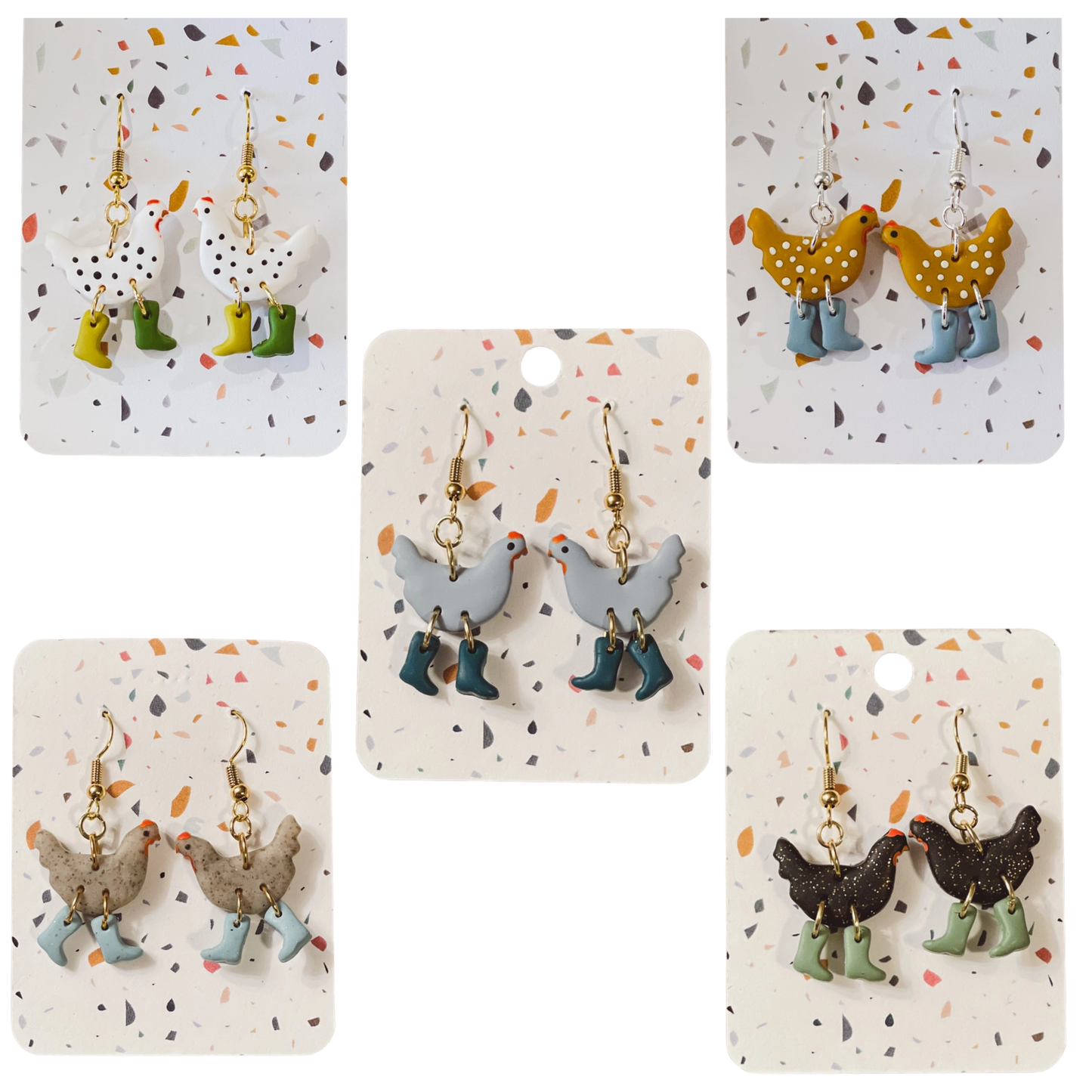 Chickens with Boots Earrings - Assorted