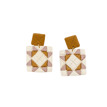 Quilted Style Stud Dangle Earrings
