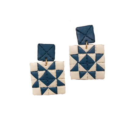 Quilted Style Stud Dangle Earrings