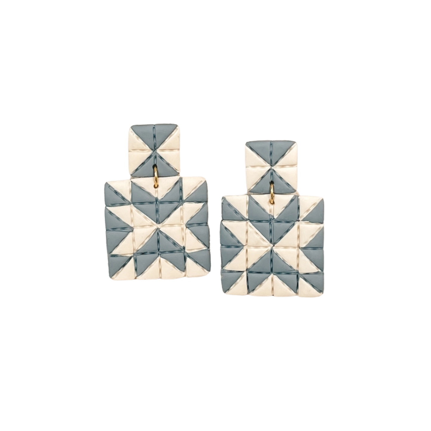 Quilted Style Stud Dangle Earrings