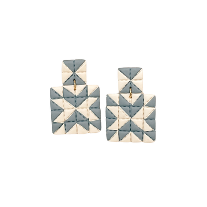 Quilted Style Stud Dangle Earrings