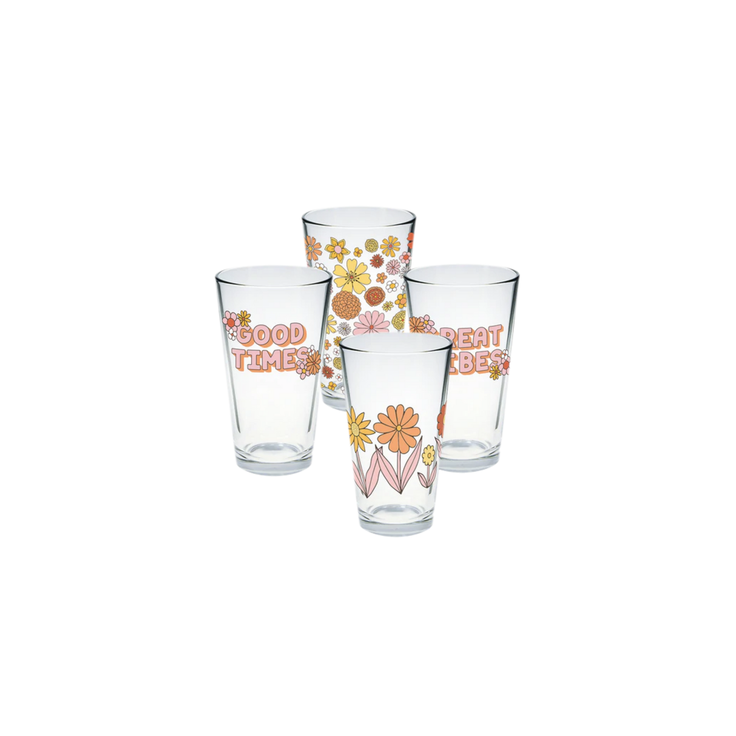 Pint Glass Individual Flower Power