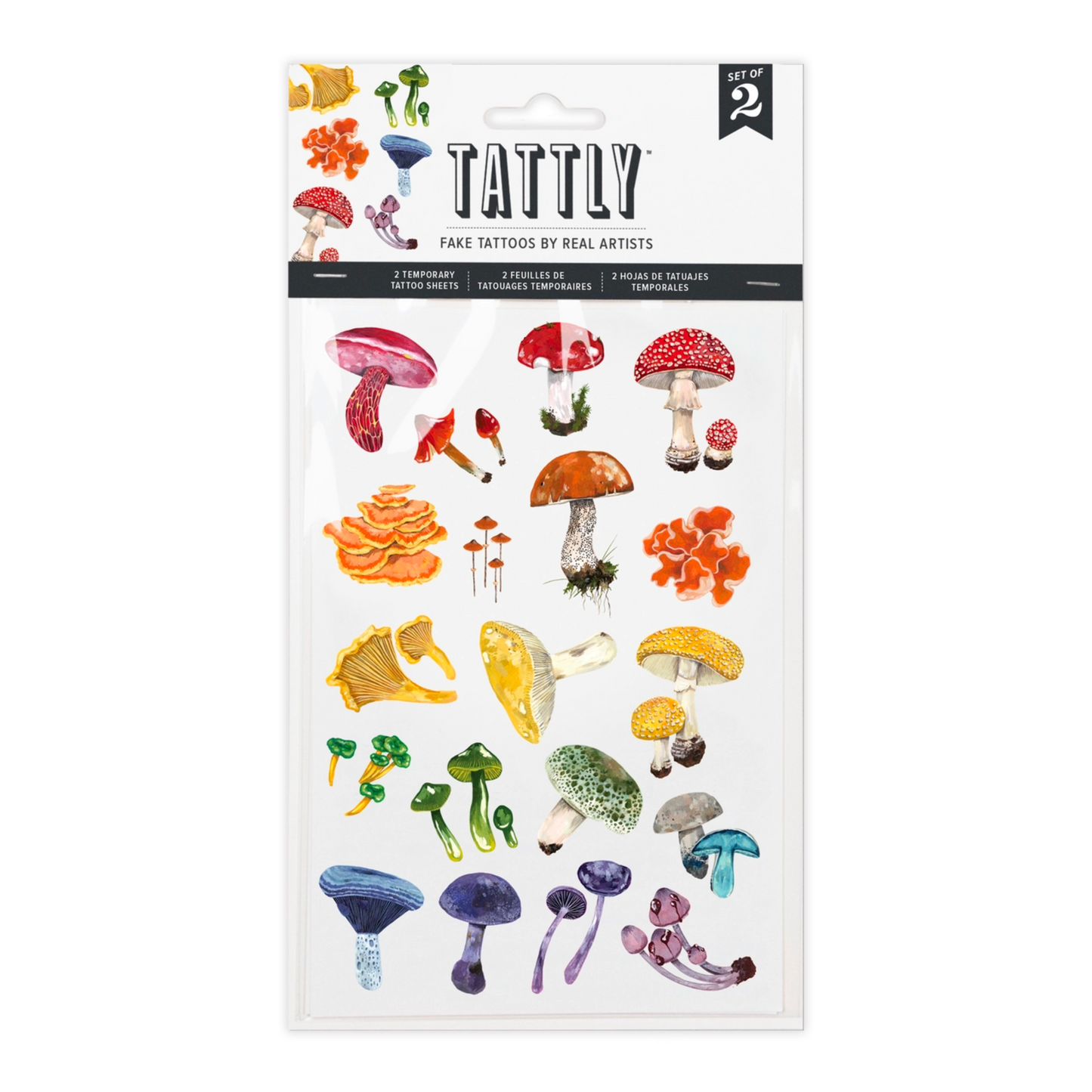 Colorful Mushrooms Tattoo Sheet